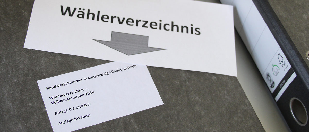 Wählerverzeichnis der Handwerkskammer Braunschweig-Lüneburg-Stade Wählerverzeichnis der Handwerkskammer Braunschweig-Lüneburg-Stade