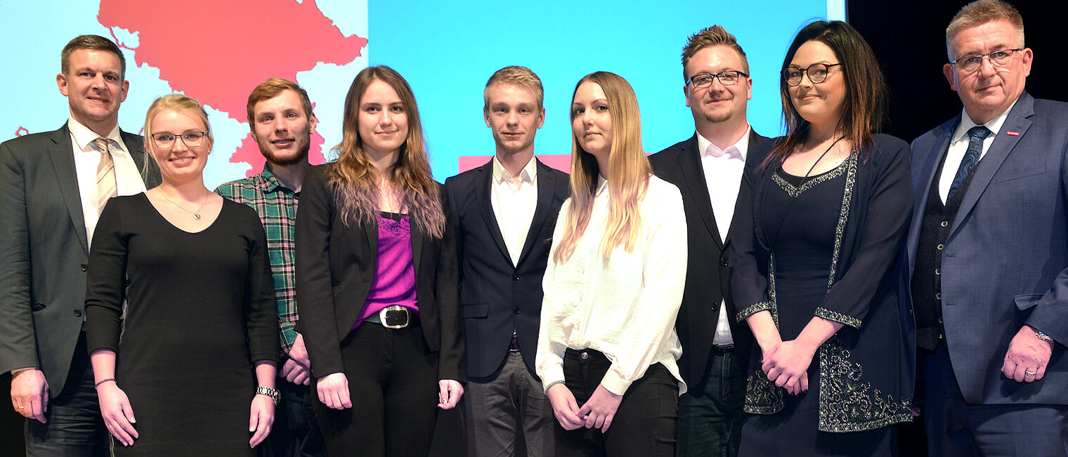 Die Landessieger im Leistungswettbewerb des Deutschen Handwerks mit Matthias Steffen (links) und Detlef Bade (rechts).