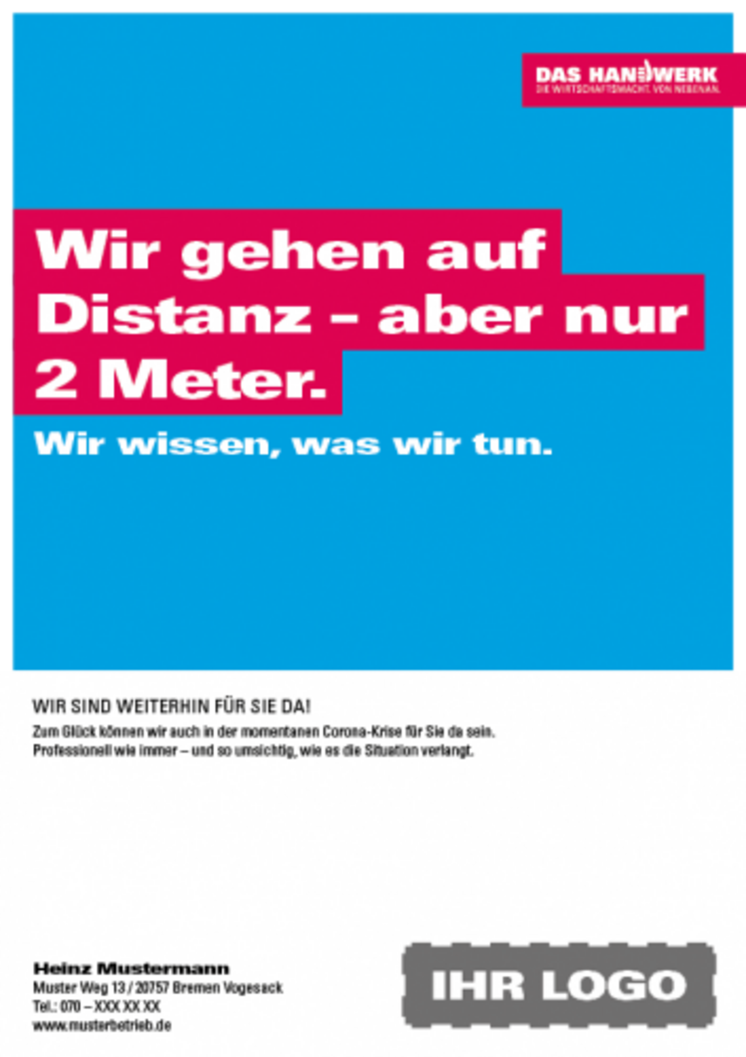 Das Handwerk, Imagekampagne 2020, Corona