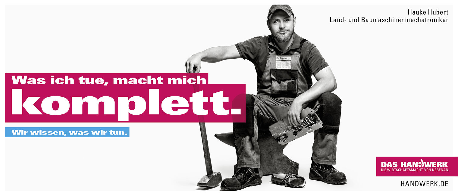 Land- und Baumaschinenmechatroniker Hauke Hubert ist Kampagenbotschafter der Imagekampagne Land- und Baumaschinenmechatroniker Hauke Hubert ist Kampagenbotschafter der Imagekampagne
