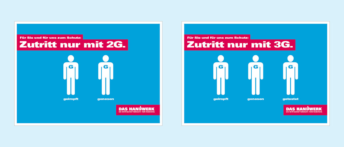 Plakate: Zutritt nur mit 2G oder 3G Plakate: Zutritt nur mit 2G oder 3G