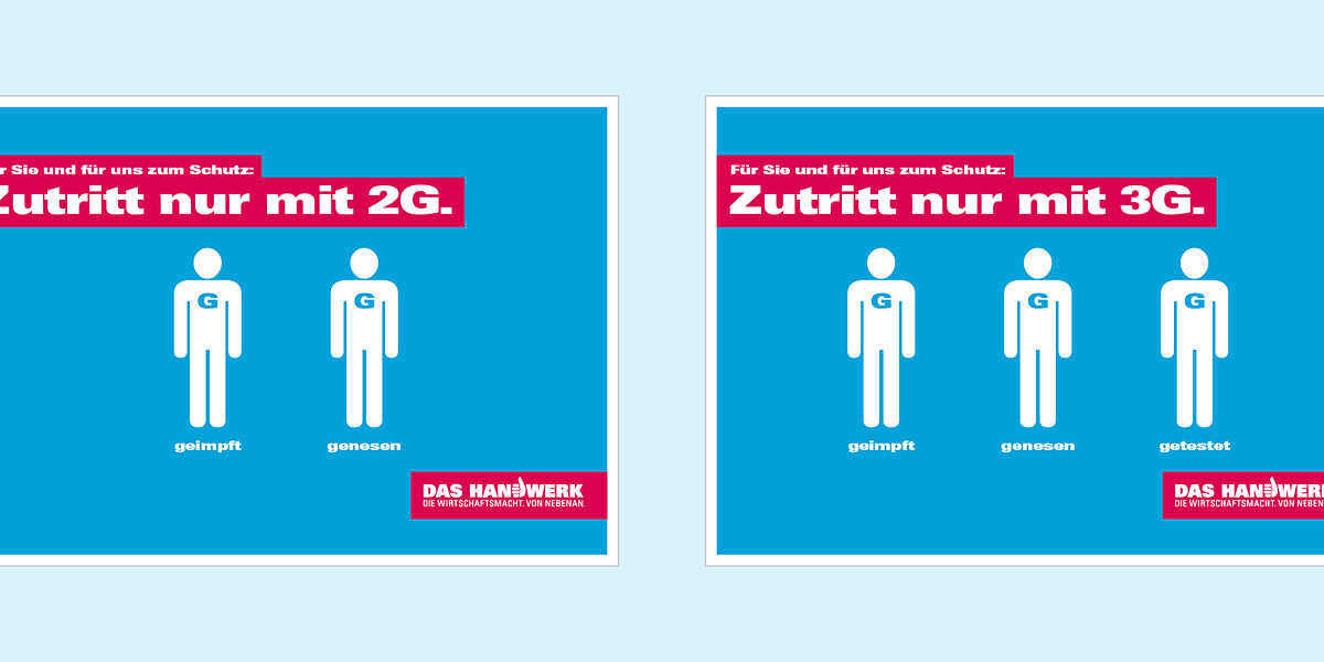 Plakate: Zutritt nur mit 2G oder 3G Plakate: Zutritt nur mit 2G oder 3G