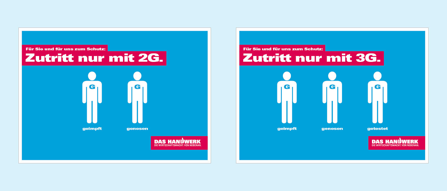 Plakate: Zutritt nur mit 2G oder 3G