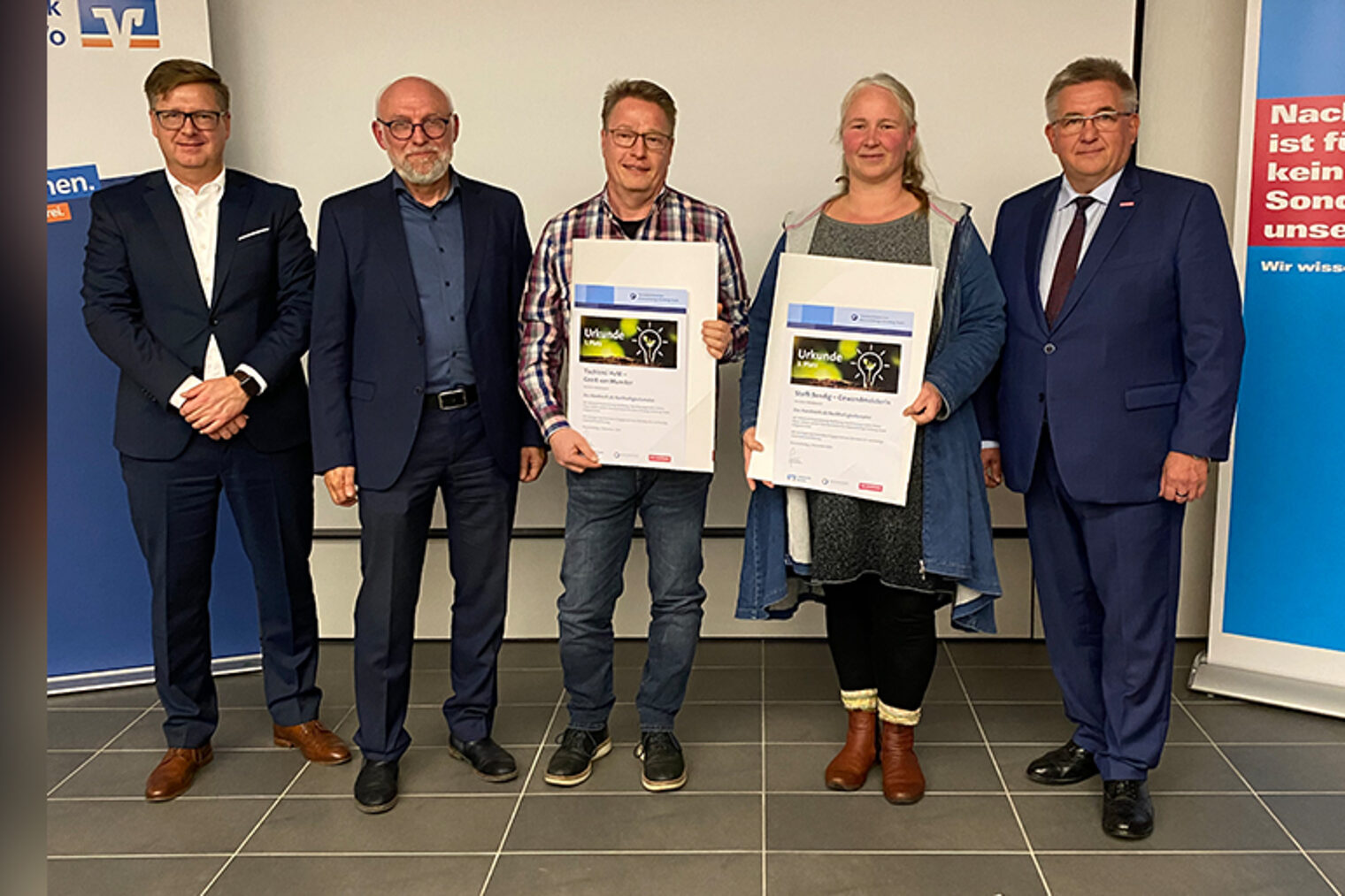 Siegerehrung Nachhaltigkeitswettbewerb: Michael Arndt, Eckhard Sudmeyer, Geert van Munster, Steffi Bendig und Detlef Bade