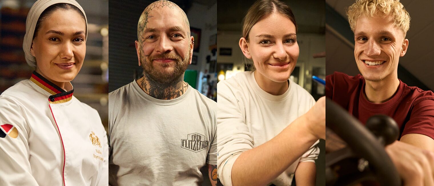 Vier Protagonisten der Imagekampagne des Deutschen Handwerks als Vorbilder für eine Karriere im Handwerk