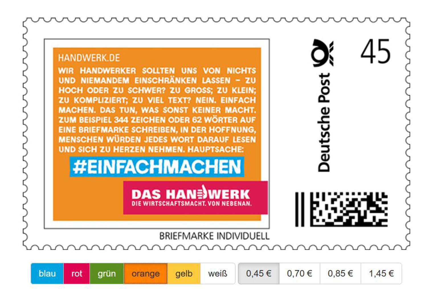 Gestalten Sie Ihre eigene Handwerks-Briefmarke