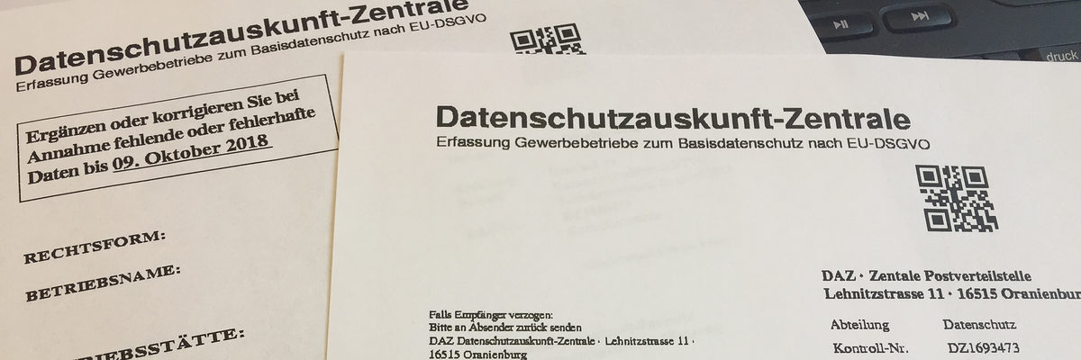 Brief von der Datenschutzauskunft-Zentrale Brief von der Datenschutzauskunft-Zentrale
